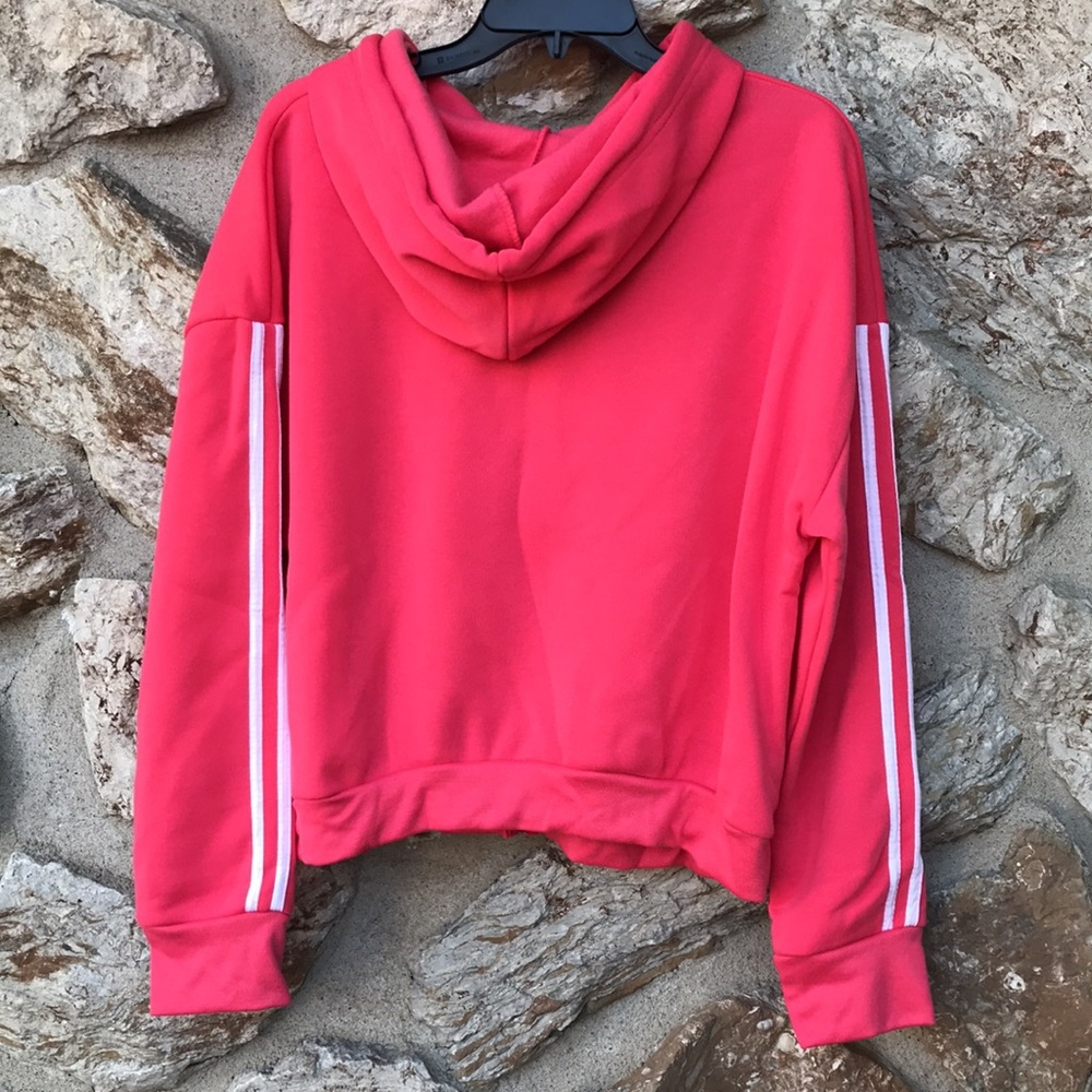 NWT Rue+ Women’s Coral Butterfly Side Striped Zip-Up Crop Hoodie - Women’s Plus - Picture 2 of 2